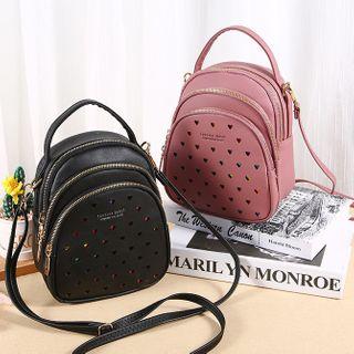 Heart Print Faux Leather Crossbody Bag
