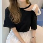 Short-sleeve Cutout Irregular T-shirt