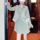Mock Two-piece A-line Mini Shirtdress Green - One Size