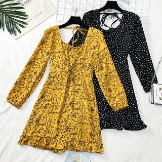 Corset-waist Floral A-line Dress