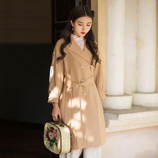 Tie-waist Beaded Trench Coat