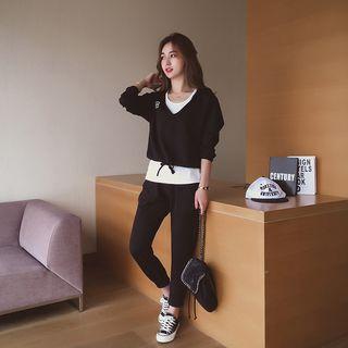 Set: Plain Tank Top + Cropped Hoodie + Sweatpants