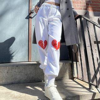 Heart Print Loose Fit Jogger Sweatpants