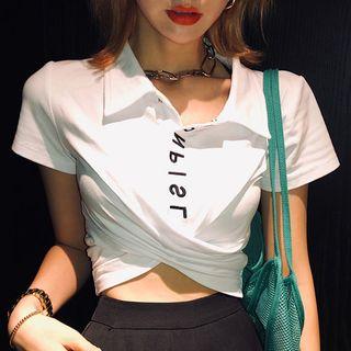 Crisscross Lettering Crop T-shirt