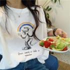 Cartoon Printed Loose-fit Short-sleeve T-shirt