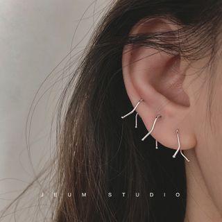 Geometric Threader Earring 1 Pair - 925 Silver - Hook Earring - Geometric - One Size