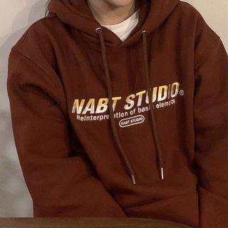 Printed Oversize Hoodie Chocolate - One Size
