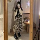 Check Midi A-line Skirt / Blazer / Long-sleeve Top