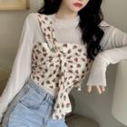 Floral Cropped Camisole Top / Long-sleeve T-shirt