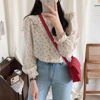 Long-sleeve Chiffon Peter-pan Collar Blouse