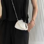 Faux-pearl Kiss-lock Pouch With Strap