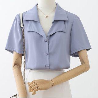 Short-sleeve Layered Collar Shirt