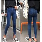 Side Slit Cropped Skinny Jeans