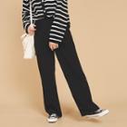 High Waist Straight-cut Pants Black - One Size