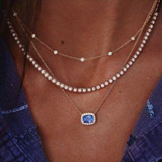 Rhinestone Layered Necklace Nl127 - One Size