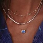 Rhinestone Layered Necklace Nl127 - One Size