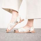 Faux-leather Woven-pattern Sandals
