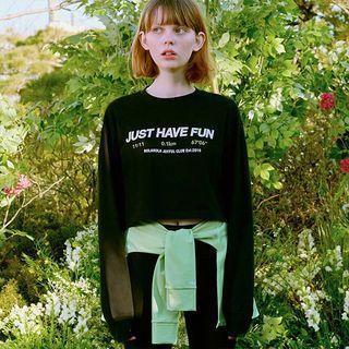 Letter-printed Crop T-shirt Black - One Size
