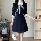 Two-tone A-line Dress With Tie