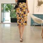 Tall Size Floral Printed Pencil Skirt
