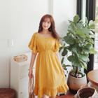 Off-shoulder Ruffle-sleeve Dress