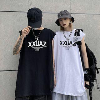 Couple Matching Sleeveless Lettering T-shirt
