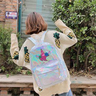 Unicorn Print Faux-leather Backpack
