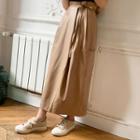 Paperbag-waist Maxi Pleather Skirt With Sash