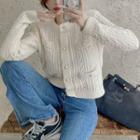 Faux Pearl Accent Cardigan Almond - One Size