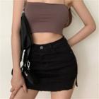High-waist Side-slit Slim-fit Skirt