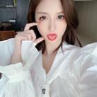Sailor-collar Bell-sleeve Loose-fit Blouse White - One Size