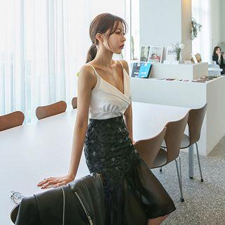 Flower-lace Yoke Chiffon Mermaid Skirt