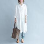 Dip Back Midi Shirtdress White - One Size