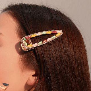 Rhinestone Alloy Hair Clip 01 - Gold - One Size