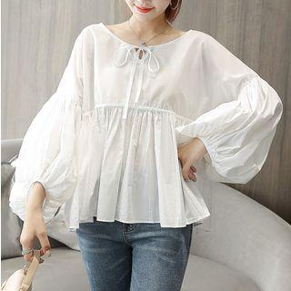 Lantern Sleeve Blouse White - One Size