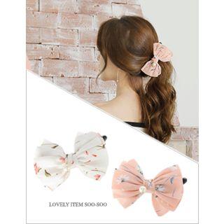 Floral Pattern Ribbon Hair Clamp