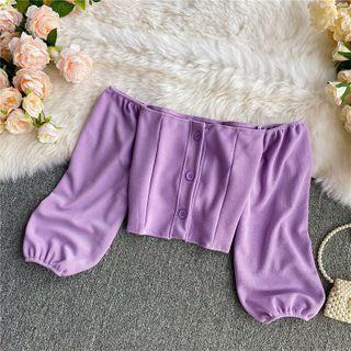 Off-shoulder Cropped Plain Top