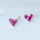 Sterling Silver Jeweled Heart Studs