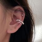 Faux Pearl Layered Ear Cuff 1 Pc - Right - Silver - One Size