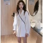 Set: White Shirt + High-waist Skorts White - One Size