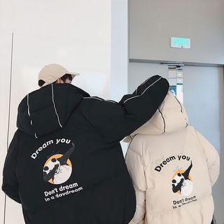 Couple Matching Panda Print Hooded Puffer Jacket
