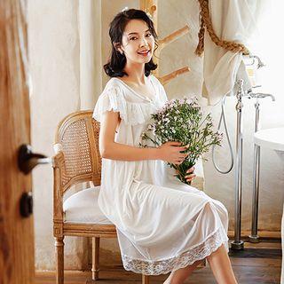 Ruffle Short-sleeve Sleep Dress
