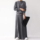 Plain Knit Maxi A-line Dress