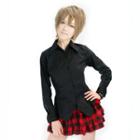 Plain Long-sleeve Drawstring Blouse