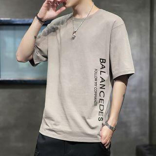 Short-sleeve Lettering T-shirt / Set (various Designs)