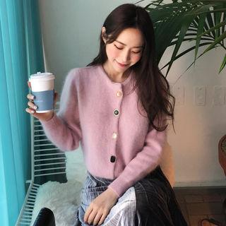 Button-trim Wool Blend Cardigan