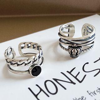 Crown Sterling Silver Open Ring / Layered Alloy Open Ring