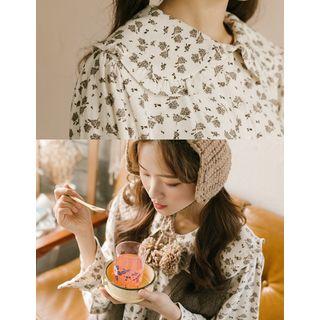 Frilled Sailor-collar Napped Floral Blouse