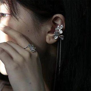 Flower Stainless Steel Cuff Earring 1 Pc - Silver - One Size