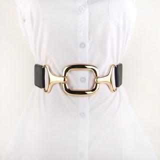 Alloy Buckle Faux Leather Belt Black - One Size